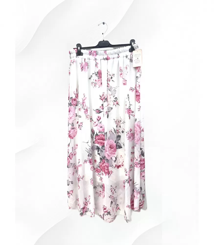 E&amp;F valkoinen kukkakuvioinen maksihame (plus size)