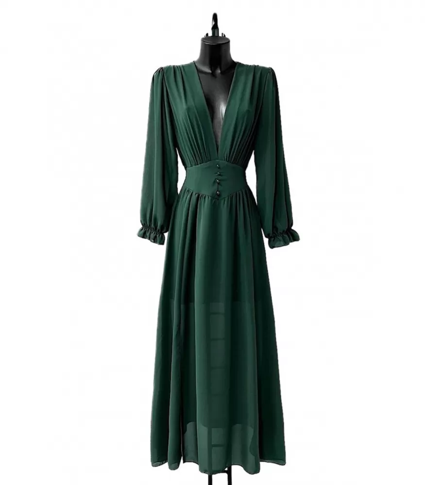 Elle Style Julietta vihreä maksimekko helminapeilla