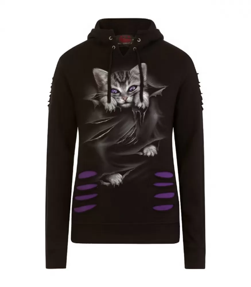 Spiral blackviolet katt hoodie