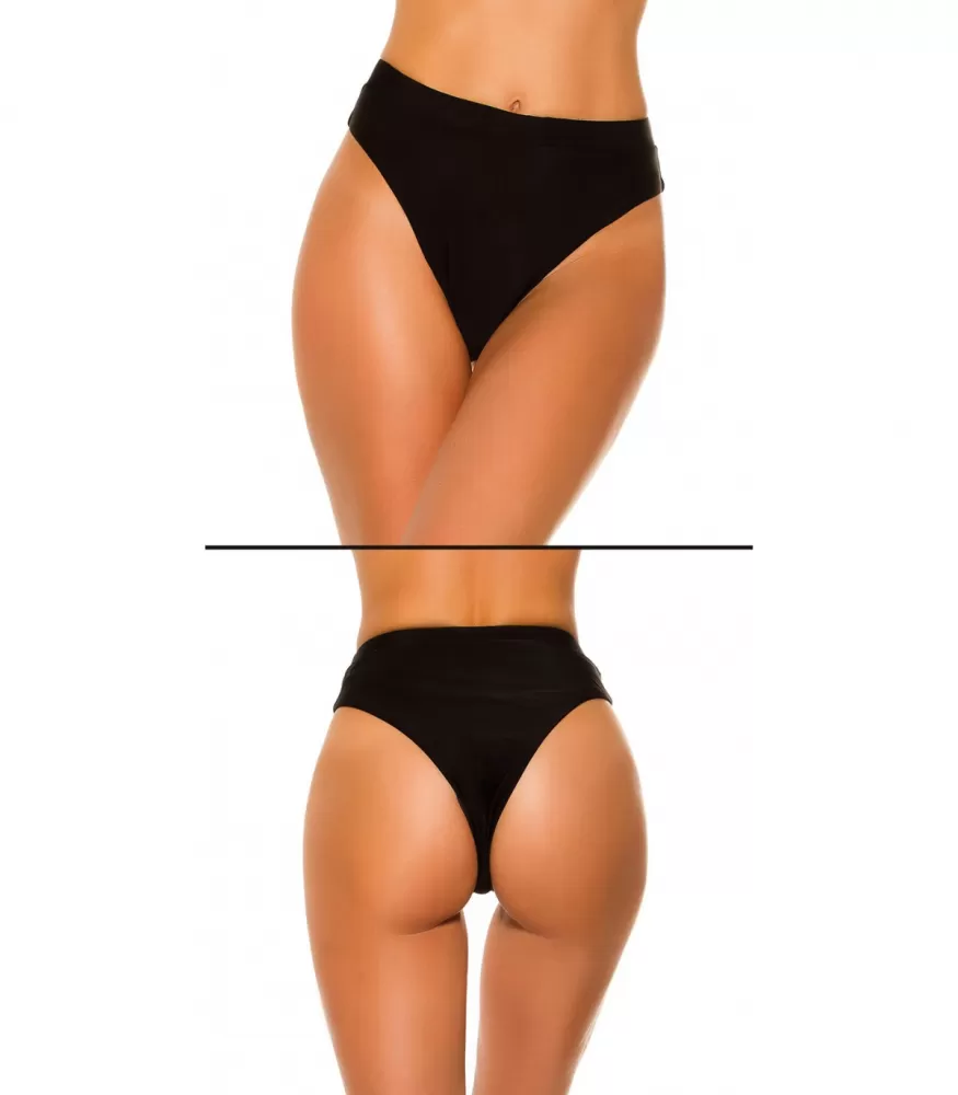 Svarta brasilianska bikiniunderdelar med hög midja