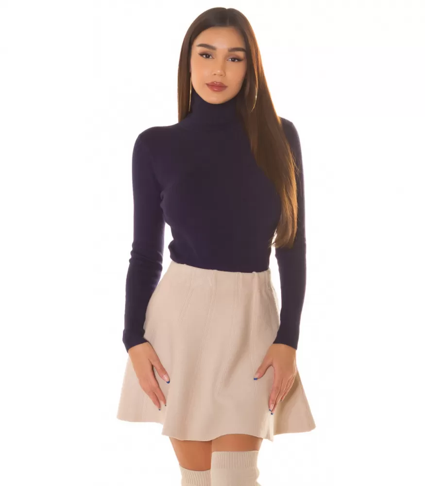 Whoo tummansininen pitkähihainen pooloneule