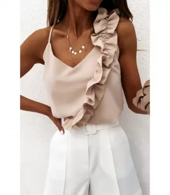 Beige volangprydd topp
